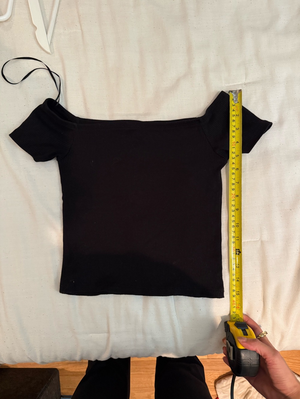 Black Ribbed off shoulder top
